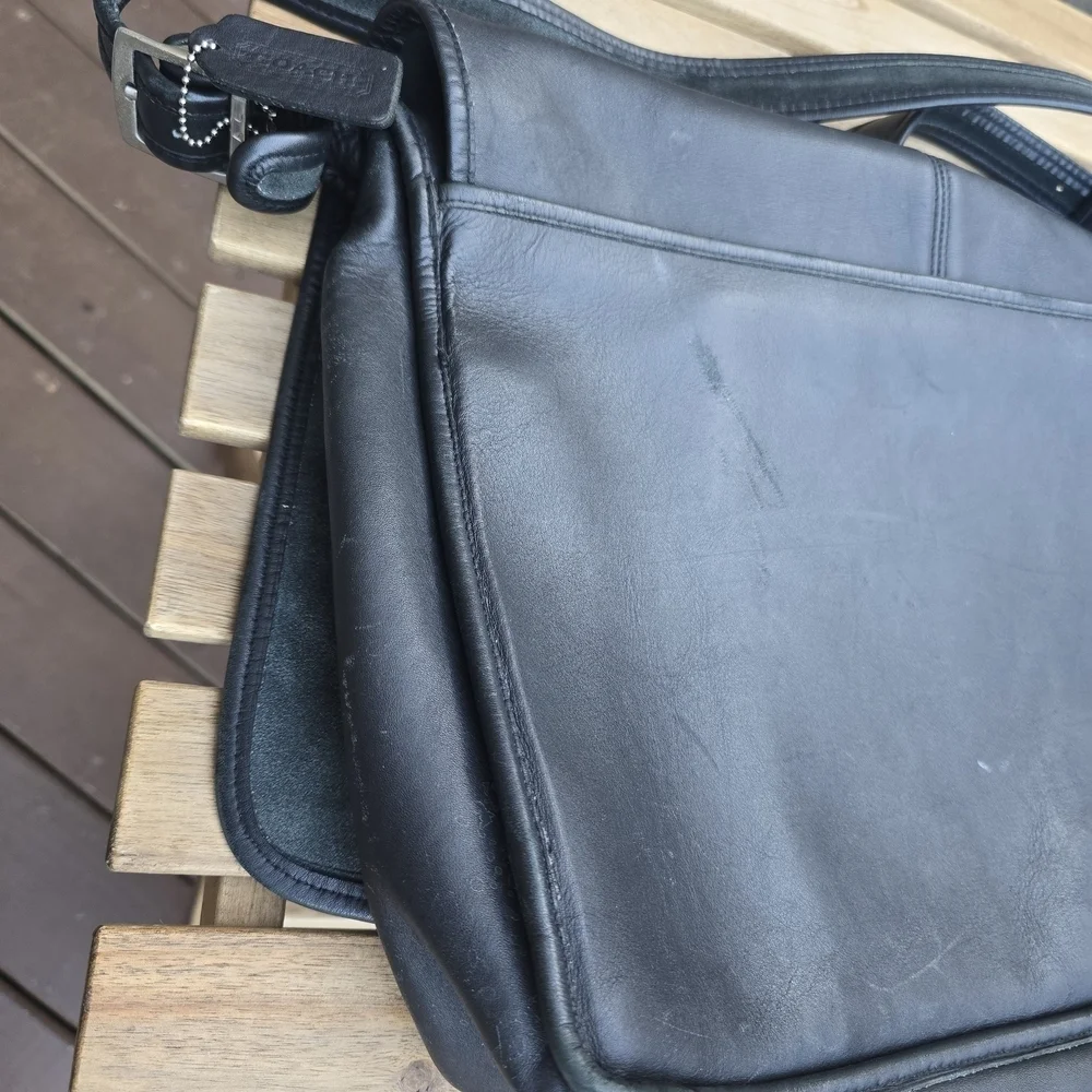 Coach Black Leather Messenger Bag